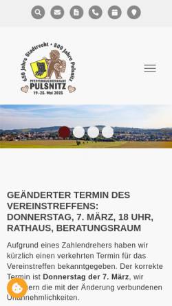 Vorschau der mobilen Webseite www.pulsnitz.de, Pfefferkuchenstadt Pulsnitz