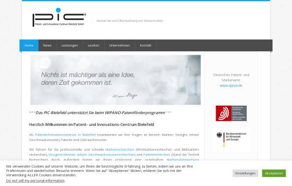 Vorschau von www.pic-bielefeld.de, Patent- und Innovations-Centrum (PIC) e.V.