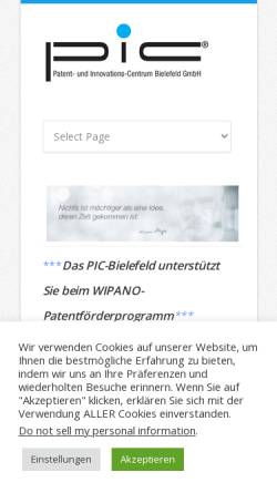 Vorschau der mobilen Webseite www.pic-bielefeld.de, Patent- und Innovations-Centrum (PIC) e.V.