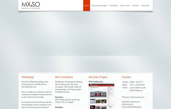 Vorschau von www.mx-so.de, MX-SO Webdesign und Programmierung