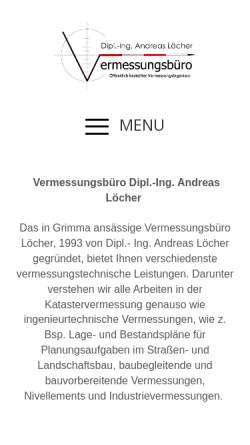Vorschau der mobilen Webseite www.vermessungsbuero-loecher.de, Vermessungsbüro Dipl.-Ing. Löcher