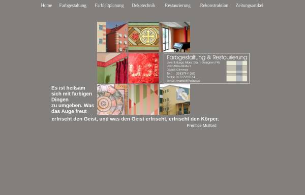 Vorschau von www.farbdesign-uwemarx.de, Farbgestaltung und Restaurierung - Uwe und Burga Marx, Dipl. Designer (FH)