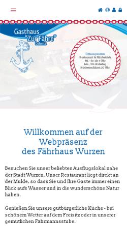 Vorschau der mobilen Webseite www.faehrhaus-wurzen.de, Fährhaus Dehnitz (Wurzen)