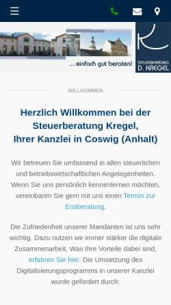 Vorschau der mobilen Webseite www.steuerberatung-kregel.de, Steuerberatung Kregel