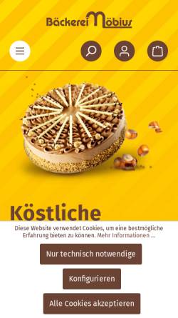 Vorschau der mobilen Webseite www.moebius-baeckerei.de, Bäckerei Möbius OHG