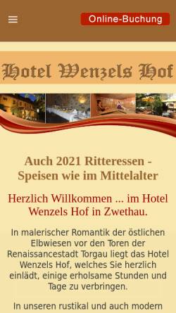 Vorschau der mobilen Webseite www.wenzelshof.de, Hotel Wenzels Hof