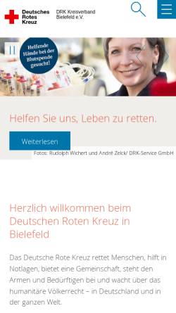 Vorschau der mobilen Webseite www.drk-bielefeld.de, Deutsches Rotes Kreuz (DRK), Kreisverband Bielefeld e.V.