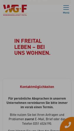 Vorschau der mobilen Webseite www.wgf-freital.de, Wohnungsgesellschaft Freital mbH