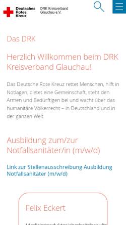 Vorschau der mobilen Webseite www.drk-glauchau.de, DRK - Kreisverband