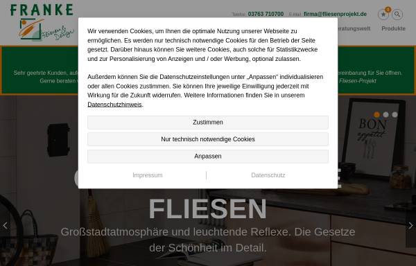 Vorschau von www.fliesenprojekt.onlinefliese.de, Franke Fliesen-Projekt