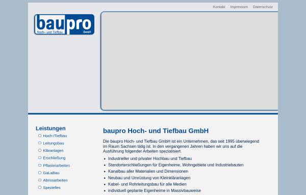 Vorschau von www.baupro-gmbh.de, baupro Hoch- und Tiefbau GmbH