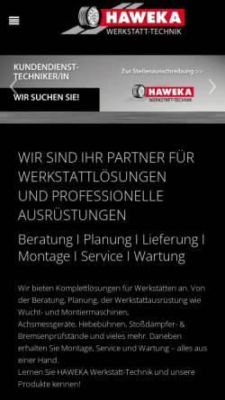 Vorschau der mobilen Webseite www.haweka-glauchau.de, HAWEKA Werkstatt-Technik Glauchau GmbH