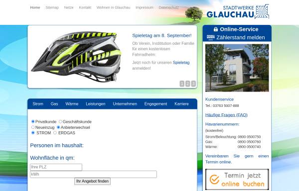 Vorschau von www.stadtwerke-glauchau.de, Stadtwerke Glauchau