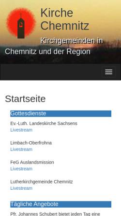 Vorschau der mobilen Webseite www.kirche-c.de, Kirche Chemnitz