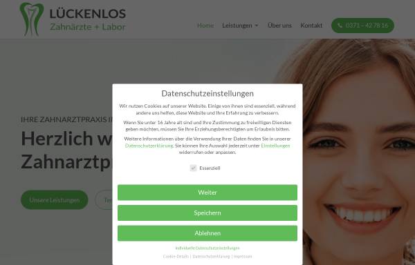 Vorschau von www.lueckenlos-chemnitz.de, Zahnarztpraxis und Labor Lehnguth Liedtke Krabe & Kollegen