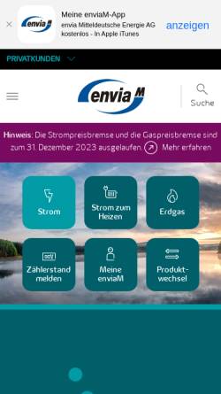 Vorschau der mobilen Webseite www.enviam.de, Envia Mitteldeutsche Energie AG