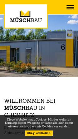 Vorschau der mobilen Webseite www.muesch-bau.de, Müsch Bauunternehmen GmbH, Müsch Akustik-und Trockenbau GmbH