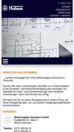 Vorschau der mobilen Webseite www.werkzeugbau-hartmann.de, Werkzeugbau Hartmann