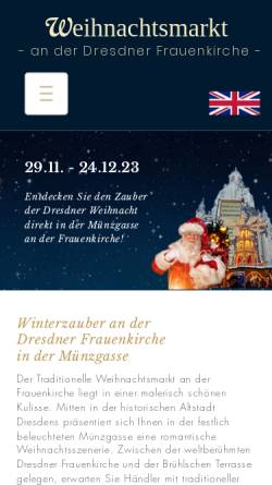 Vorschau der mobilen Webseite www.weihnachtsmarkt-dresden.de, Dresden Weihnachtsmarkt in der Münzgasse
