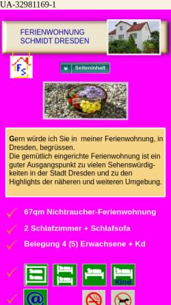 Vorschau der mobilen Webseite www.ferienwohnung-schmidt-dresden.eu, Ferienwohnung Schmidt Dresden