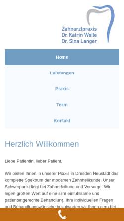 Vorschau der mobilen Webseite www.zahnarztpraxis-weile.de, Zahnarztpraxis Dr. Katrin Weile