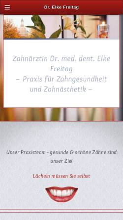 Vorschau der mobilen Webseite www.praxis-dr-freitag.de, Dr. Freitag - Praxis für Zahnheilkunde