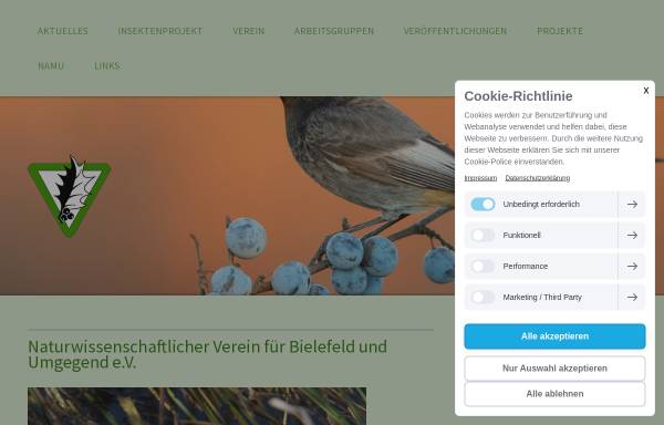 Vorschau von www.nwv-bielefeld.de, Naturwissenschaftlicher Verein für Bielefeld und Umgegend e.V.