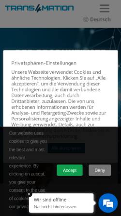 Vorschau der mobilen Webseite trans4mation.de, Trans4mation IT GmbH