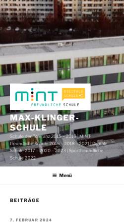 Vorschau der mobilen Webseite www.klingerschule.de, Max-Klinger-Schule