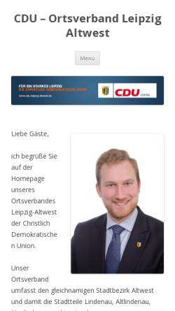 Vorschau der mobilen Webseite www.cdu-leipzig-altwest.de, CDU Ortsverband Leipzig-Altwest