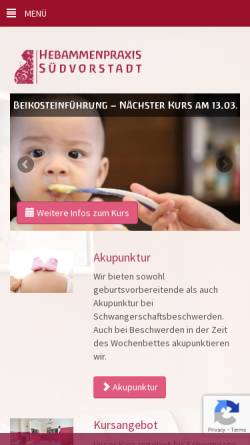 Vorschau der mobilen Webseite www.hebammenpraxis-suedvorstadt.de, Hebamme Franziska Goldammer-Wolf