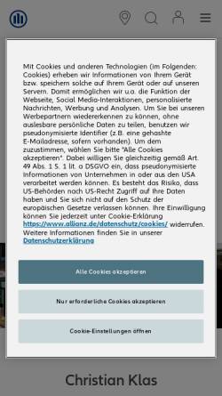 Vorschau der mobilen Webseite vertretung.allianz.de, Allianz Service Center, Christian Klas