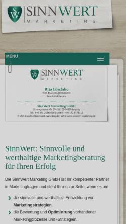 Vorschau der mobilen Webseite www.sinnwert-marketing.de, SinnWert Marketing GmbH