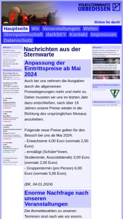 Vorschau der mobilen Webseite www.volkssternwarte-ubbedissen.de, Volkssternwarte Ubbedissen