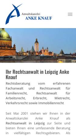 Vorschau der mobilen Webseite www.ra-knauf.de, Anwaltskanzlei Anke Knauf