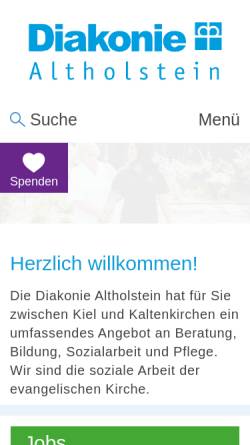 Vorschau der mobilen Webseite www.diakonie-altholstein.de, Diakonie Neumünster
