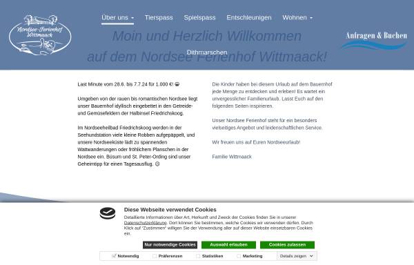 Vorschau von www.nordseetraumurlaub.de, Bauernhof Wittmaack