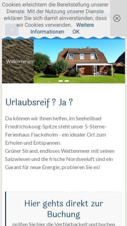 Vorschau der mobilen Webseite www.nordseeferienhaus-stein.de, Ferienhaus Stein