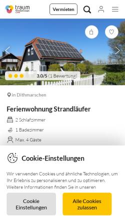 Vorschau der mobilen Webseite www.traum-ferienwohnungen.de, Ferienhaus R. u. H. Hardorp