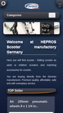 Vorschau der mobilen Webseite www.hepros.de, Hepros Funsport