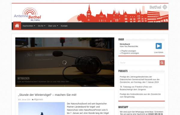 Vorschau von www.antenne-bethel.de, Antenne Bethel