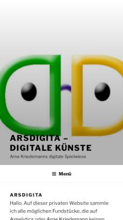 Vorschau der mobilen Webseite arsdigita.de, ArsDigita, Inh. Arne Kriedemann