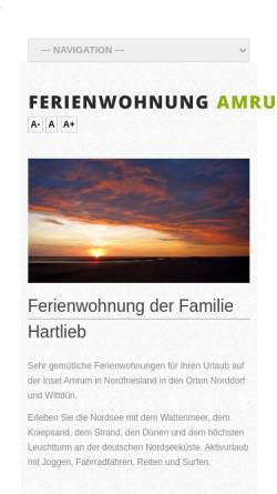 Vorschau der mobilen Webseite www.ferienwohnung-amrum.de, Ferienwohnungen Familie Hartlieb