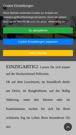Vorschau der mobilen Webseite leuchtturm-hochzeit.de, Hochzeit Pellworm