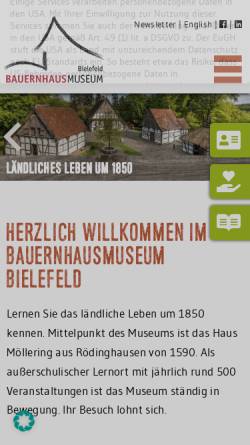 Vorschau der mobilen Webseite www.bielefelder-bauernhausmuseum.de, Bielefelder Bauernhaus-Museum gGmbH