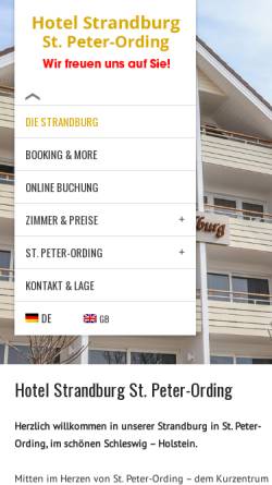 Vorschau der mobilen Webseite www.strandburgstpeterording.de, Hotel Strandburg