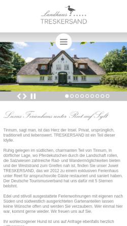 Vorschau der mobilen Webseite www.sylt-luxus-ferienwohnungen.de, Landhaus Treskersand Anno 1760