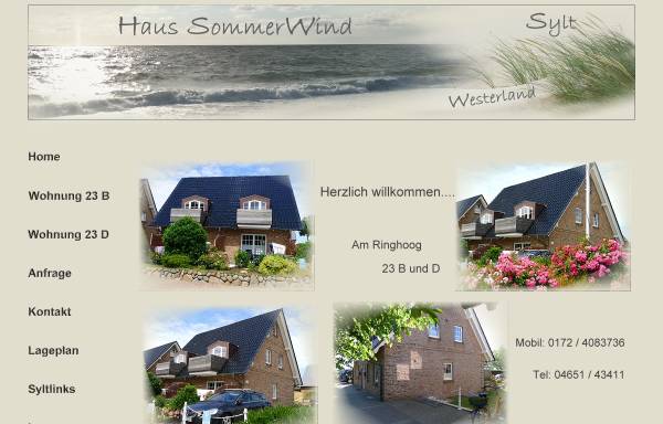 Vorschau von haussommerwind-sylt.de, Haus Sommerwind