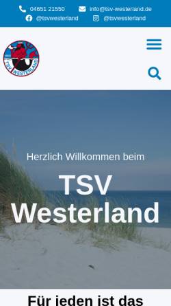 Vorschau der mobilen Webseite www.tsv-westerland.de, TSV Westerland von 1883 e.V.