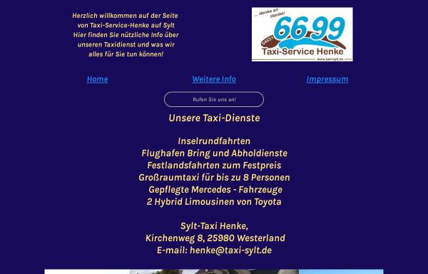 Vorschau von www.taxi-sylt.de, Taxi-Service Henke